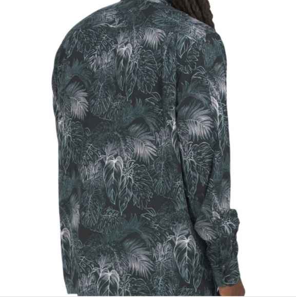 TOMMY BAHAMA Big And Tall Silk Luminescent Fronds Long Sleeve Shirt  size XXL - Picture 2 of 16